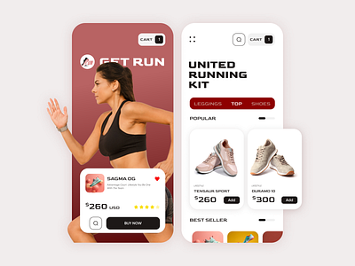 Running clothes | Mobile App app branding cart design landingpage logo mobile app product card running shoes shot snikers sport ui ux