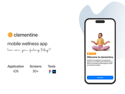 Clementine | Mobile Wellness Application app casestudy diet figma graphic design mobile ui ux uxcase wellness yoga