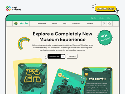 Museum Gamification Landing Page - Neobrutalism Design Style app creative design landing page mobile museum landing page neobrutalism neobrutalism design neobrutalism style ui web design website