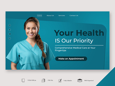 Gentle Blue Medical Website Banners digital assets