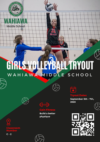 Volleyball Tryout Flyer banner branding creative design desiner flyer graphic design illustration latest leaflet photoshop poster school sports thumbnail vector volleyball