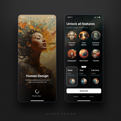 Human Design App app human design mi midjourney ui дизайн
