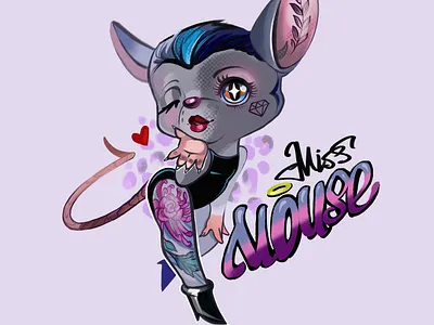 Mouse Tattoo Sticker artist cartoon style colors design design charaster drawing illustration mouse print