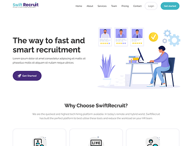 Swift Recruit clean hiring hr job portal jobs minimal recruitment ui ux webdesign