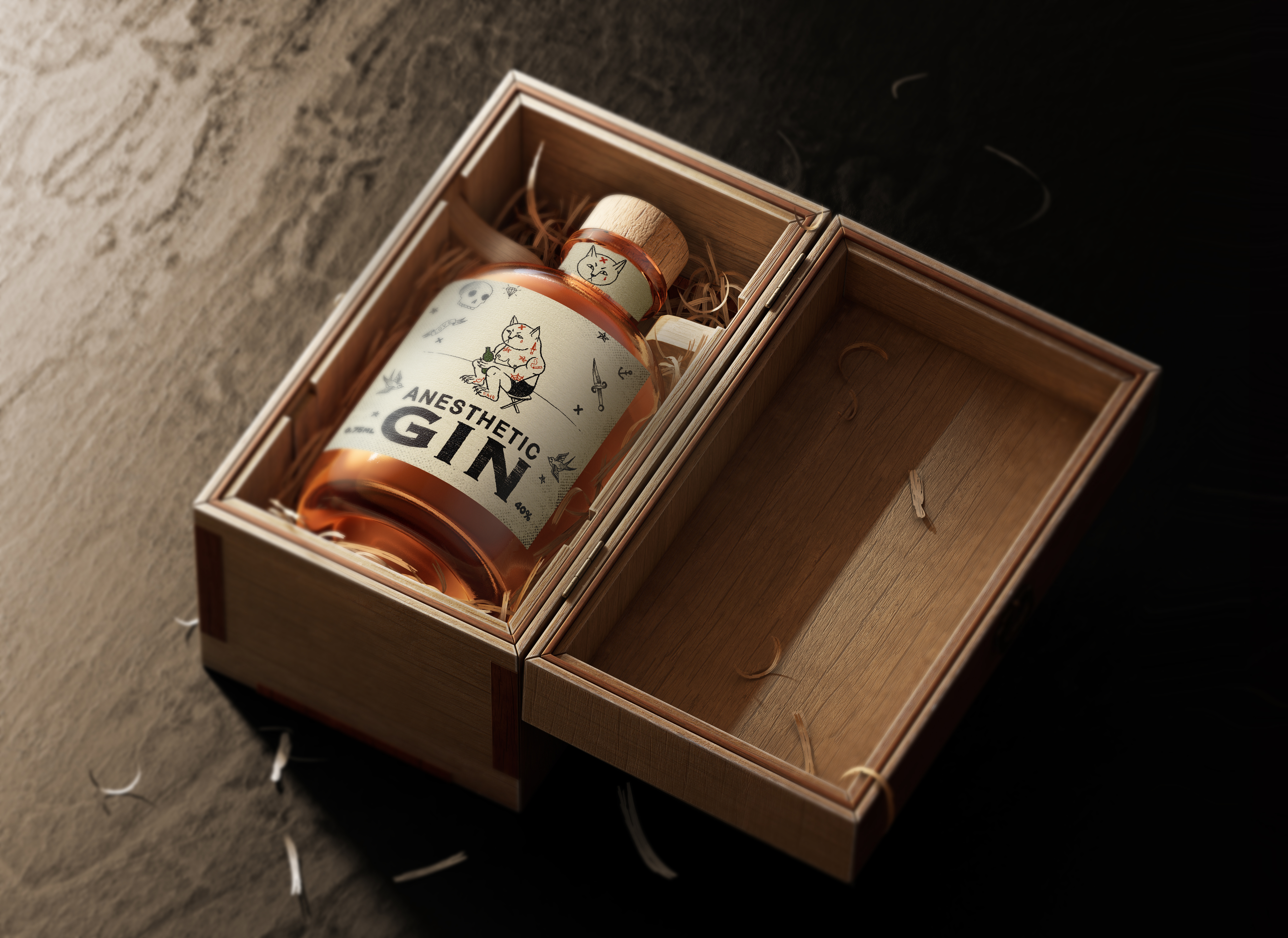 Anesthetic Gin label design graphic design hire illustration illustrator label packaging