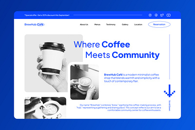 BrewHub Café: Skena Coffee Shop Website Design coffee shop coffee shop web design elegant web design graphic design skena ui user interface web design website website design website user insterface