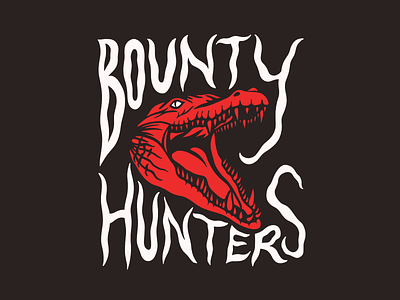 Bounty Hunters aligator bold bounty hunters branding crocodile graphic design hand drawn illustration logo reptile snapping typography vintage
