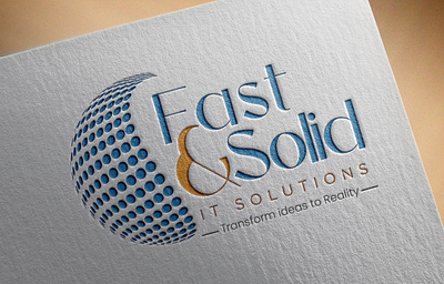 Fast & Solid IT Solution 3d adobe illustrator eye catching fast logo globe it logo logo logo design minimalistic mockup solid logo
