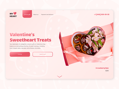 Sweet gifts delivery website confectionery design gradient interface logo romantic sweets ui valentine web web design website