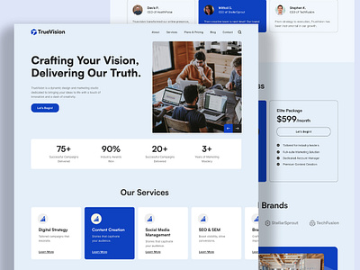 TrueVision Design & Marketing Studio Website Design adobe illustrator agency website design blue branding case study design studio figma graphic design modern modern design professional project ui ui design web design studio website design