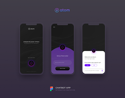 Atom ChatBot chatbot figma mobileapp prototyping ui userinteraction ux