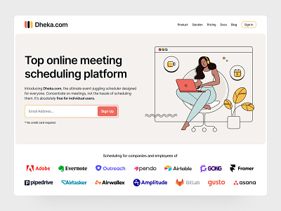 Online Meeting Scheduling App branding designerzafor figma website design landing page landing page ui meeting scheduling scheduling platform ui ui design user interface design website design website ui