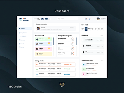 LMS Dashboard d2design designer e learning figma figmacommunity learning management system lms productdesign research ui uidesign uiuxdesign userexperience uxdesign