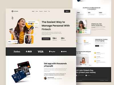 Fintech Website Design💵💰 banking branding business card design finance finance web design fintech graphic design investment landing page logo money motion graphics payment security uxui web design website website design