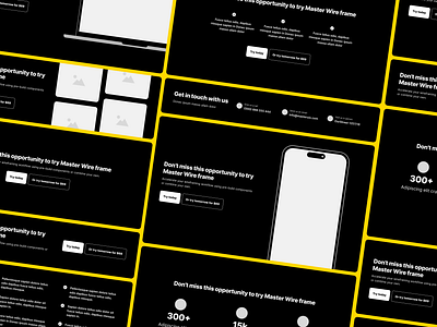 CTA blocks for Wireframe action animation app background badge banner call clean concept creative dark design figma kit theme ui ux web webdesign wireframe
