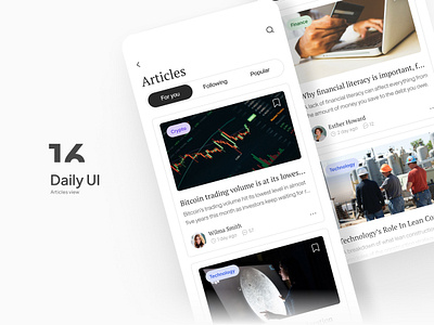 Daily UI #16 - Articles view app apps article articles articlesapp crypto dailyui design finance interface mobile mobileapp news newsapp technology ui uiux userinterface ux