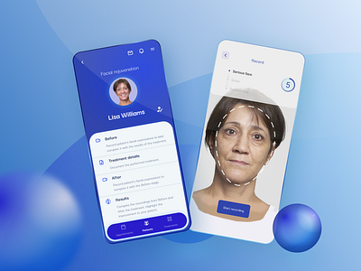 3D simulation app for facial aesthetic app blue clean doctor health medical ui