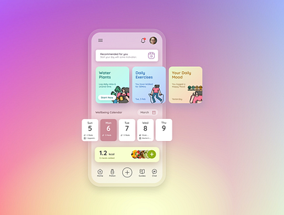 Wellbeing App figma mobileapp ui userinteractiondesign ux wellbeingapp