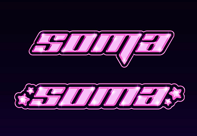 soma bubblegum chrome club logo pink sparkles tech