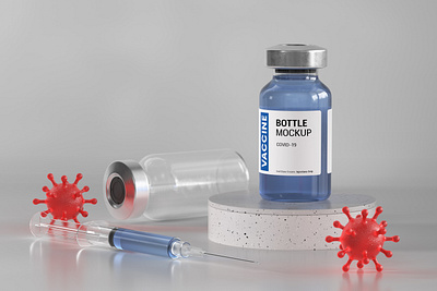 Vaccine Bottle Mockup 3d bottle cinema4d covid19 medicine mockup vaccine