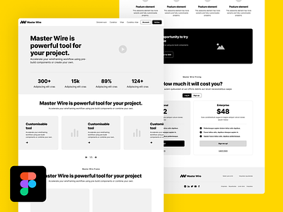 Wireframe Landingpage clean creative design download elegant figma kit landing landing page landingpage page template ui ux web webdesign wireframe wireframe kit wireframe page wireframing