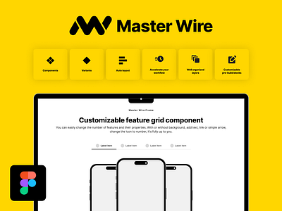 Master Wire - Wireframe Kit For Figma app design desktop figma figma kit figma wireframe graphic graphic design grid home hompeage icon icons kit mobile web web design webdesign wireframe wireframe kit