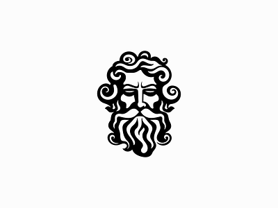 Zeus Logo barber beard branding curves design face god greek icon identity illustration logo man mark mythology negative space portrait symbol vector zeus