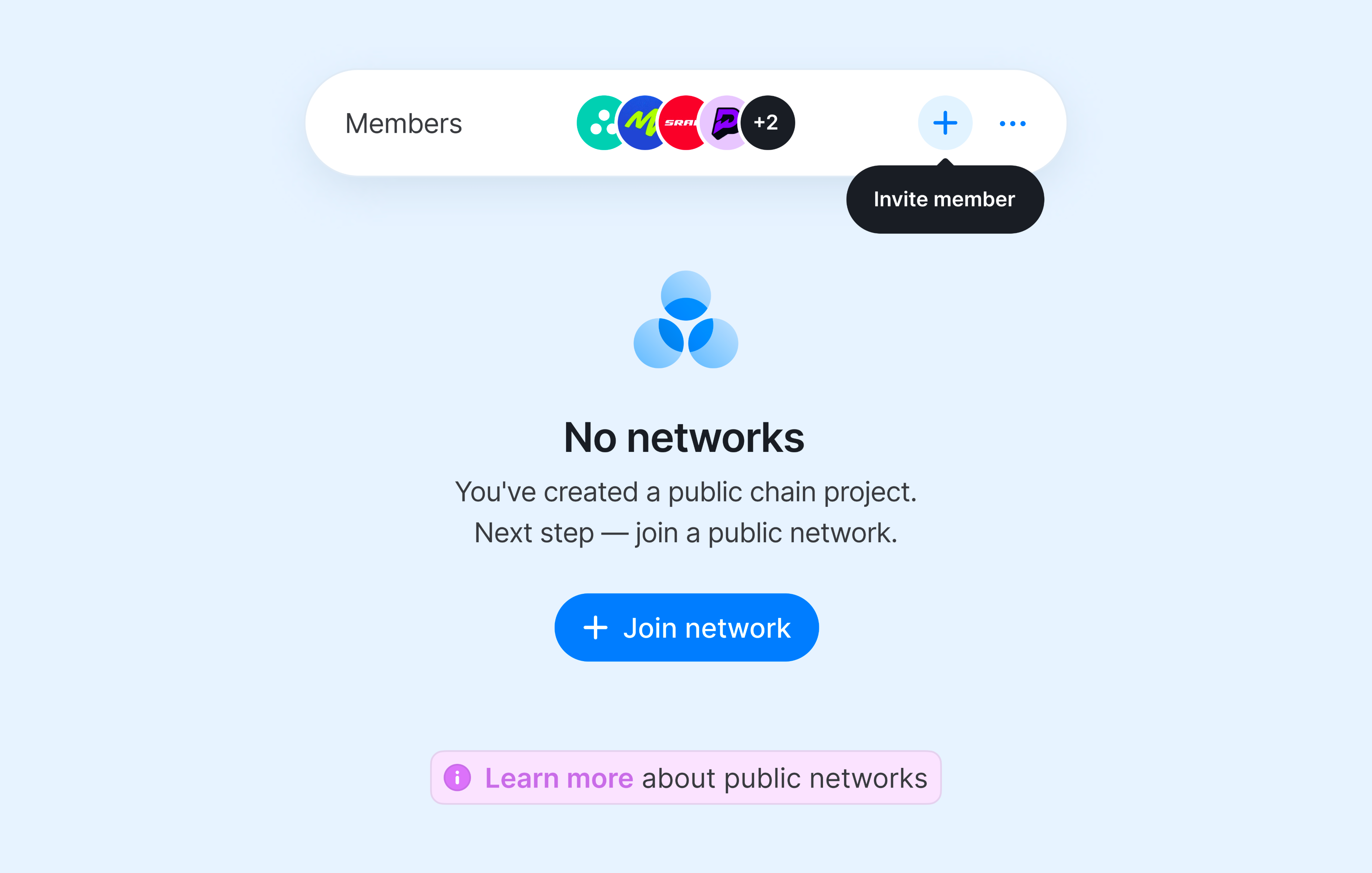 Blockchain network management blockchain clean empty state management network product design project saas setup ui ux web3