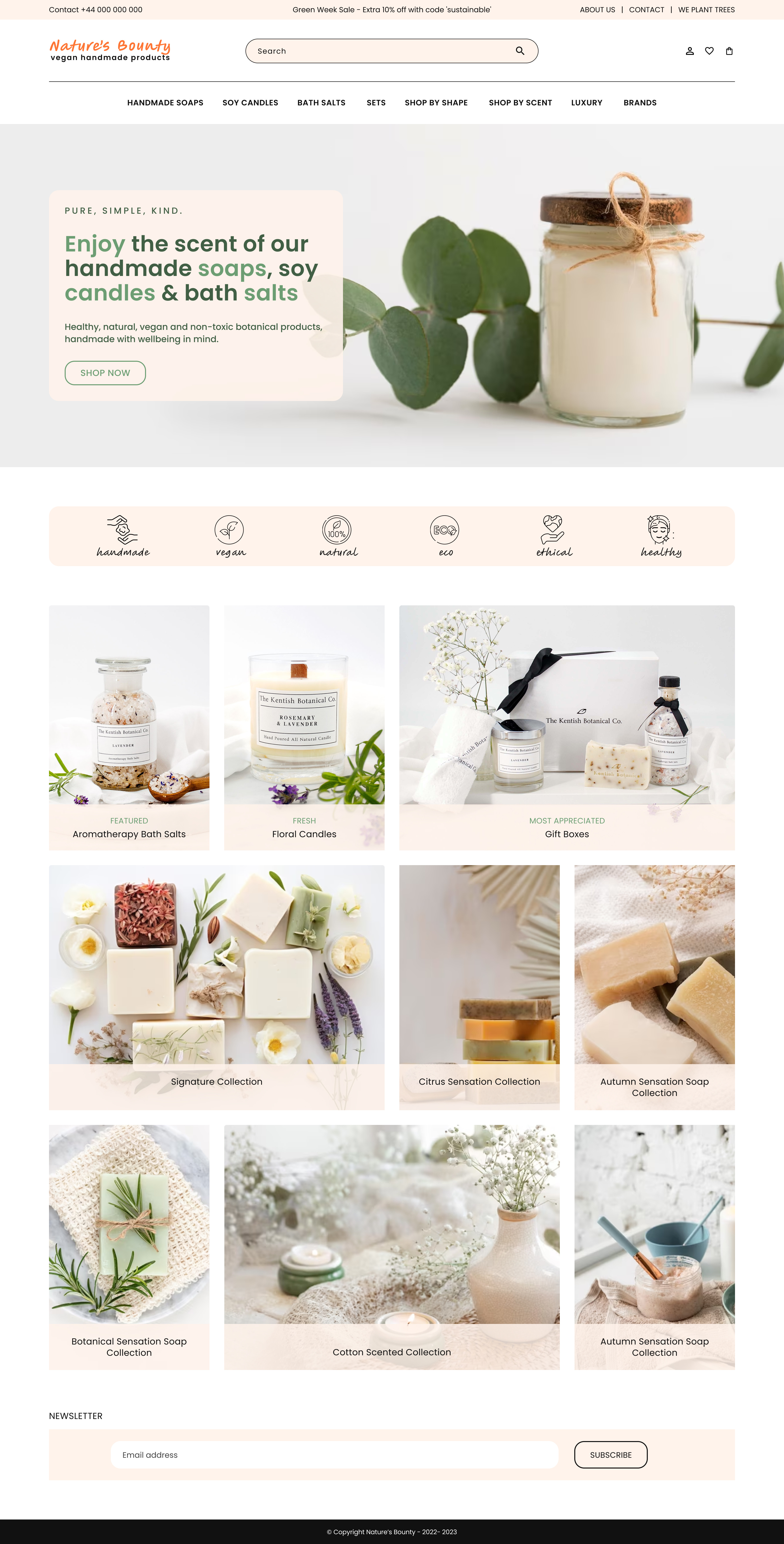 Online shop for vegan products eco ecommerce homepage landingpage organic shop ui vegan