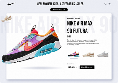 Nike Air Max 90 Futura ( custom ) landing page ui webdesign