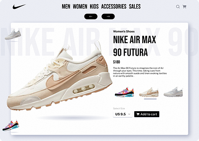 Nike Air Max 90 Futura ( Cream color ) branding landing page ui web design