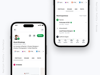 Peerlist Profile on Mobile App app design mobile mobile app peerlist peerlist mobile app personal website portfolio professional network resume user profile work profile