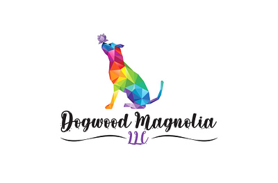 Vibrant Canine Blossom: 3D Geometric Polygonal Dog Logo