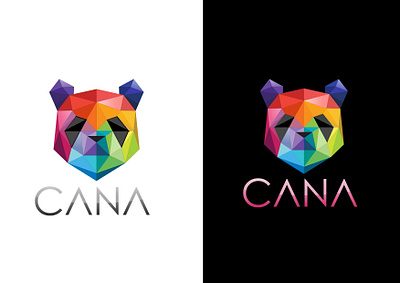 Panda Prism: Colorful Polygonal Panda Logo animal graphic design logo panda