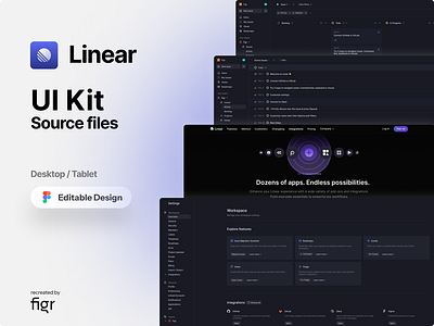 Linear Web UI (Redesigned) design figma free issue kit layout linear logo management minimal modern product project roadmap tracking ui ui ux workflow