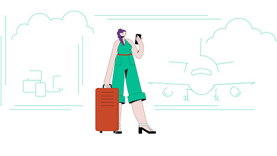 The girl waiting for a plane... illustration
