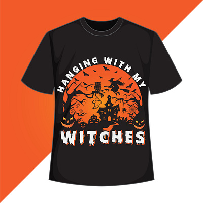 Halloween retro vintage t shirt design orange