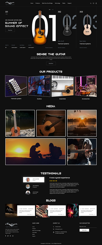 Guitar Web Design banner branding design graphic design guitar illustration logo ui uu ux vector website