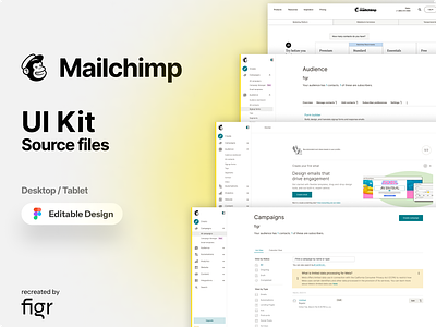 Mailchimp Web UI (Redesigned) campaign design email email template figma free interface kit mailchimp marketing outreach product saas screens tool ui ux user web design webapp website