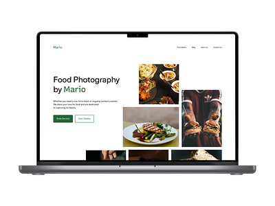 Food Photography Landing page ui ux
