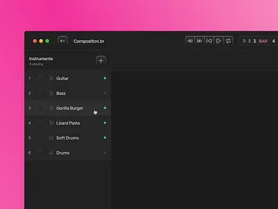 Music app 🎷 ai app dark dark mode jim designs jimdesigns macos macos app music pink product design saas ui