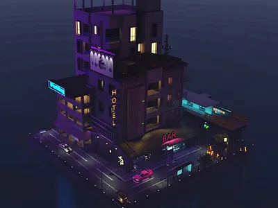 Some night street 3d arnold art cinema4d design graphic design lowpoly street style
