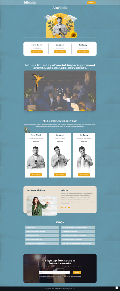 Premium Public Speaker Event Lead Generation Landing Page branding graphic design illustration template wordpress