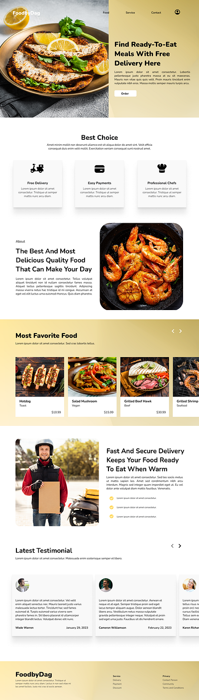 Food Restaurant Landing Page design ecommerce figma food free restaurant ui webdesign website