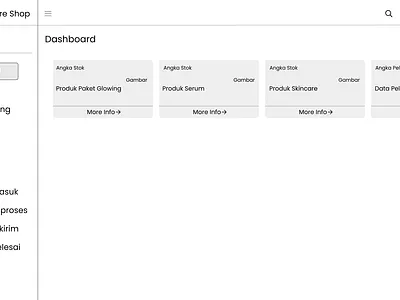 Erlova Skincare Website Wireframe Admin Dashboard View. admin branding dashboard figma skincare wireframe