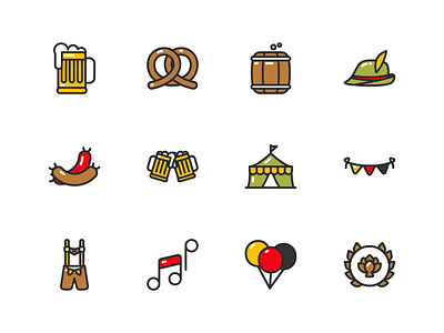 Oktoberfest | Flat Outline Icon animation art branding design flat graphic design icon illustration logo ui