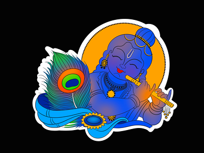 Krishna Sticker concept design digitalarts digitalillustration flat vector illustration krishna janmashtmi