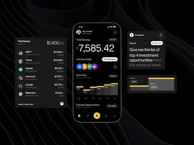 Goldstok Saving App animation app bank branding case chart design finances fintech graph interaction micro minimal mobile motion saving study ui ux wallet
