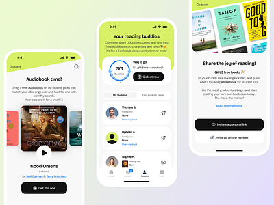 Book club mobile app branding design figma interface logo mobile ui ui design ux