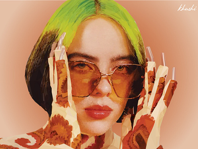 BILLIE EILISH POLY ART🤌 adobe adobeillustrator art billie billielish fanart graphic design poly art polyart